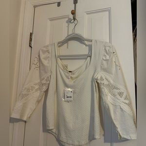 Free People NWT Lace detailed white top